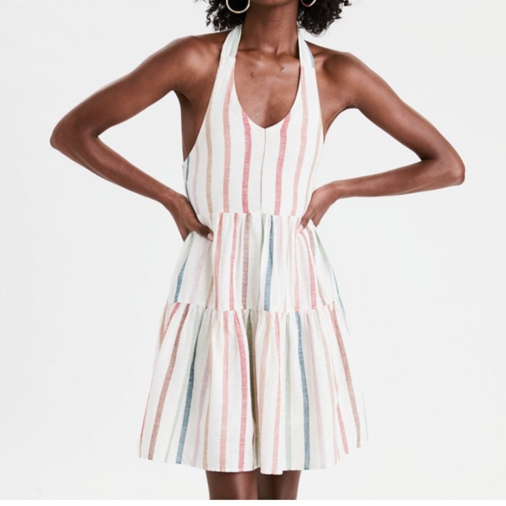 NWT AE Striped Baby Doll Halter Dress